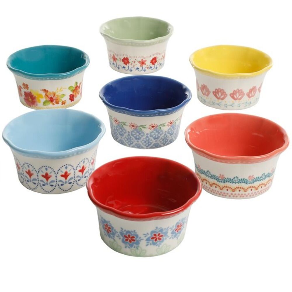 Pioneer Woman Floral Medley 7-Piece Ramekin Set ceramic